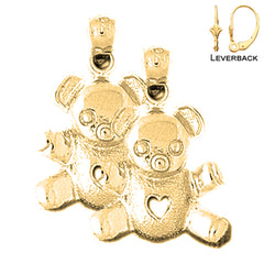 14K or 18K Gold Teddy Bear Earrings