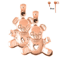 14K or 18K Gold Teddy Bear Earrings