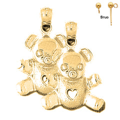 14K or 18K Gold Teddy Bear Earrings