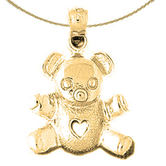 Colgante de osito de oro de 10K, 14K o 18K
