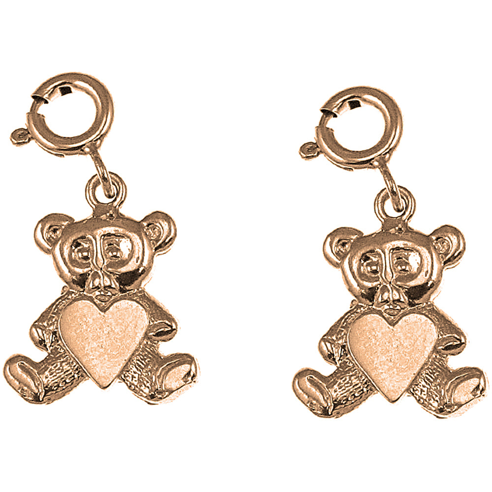 14K or 18K Gold 18mm Teddy Bear Earrings