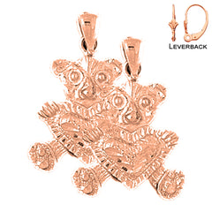 14K or 18K Gold Teddy Bear Earrings