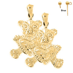 14K or 18K Gold Teddy Bear Earrings