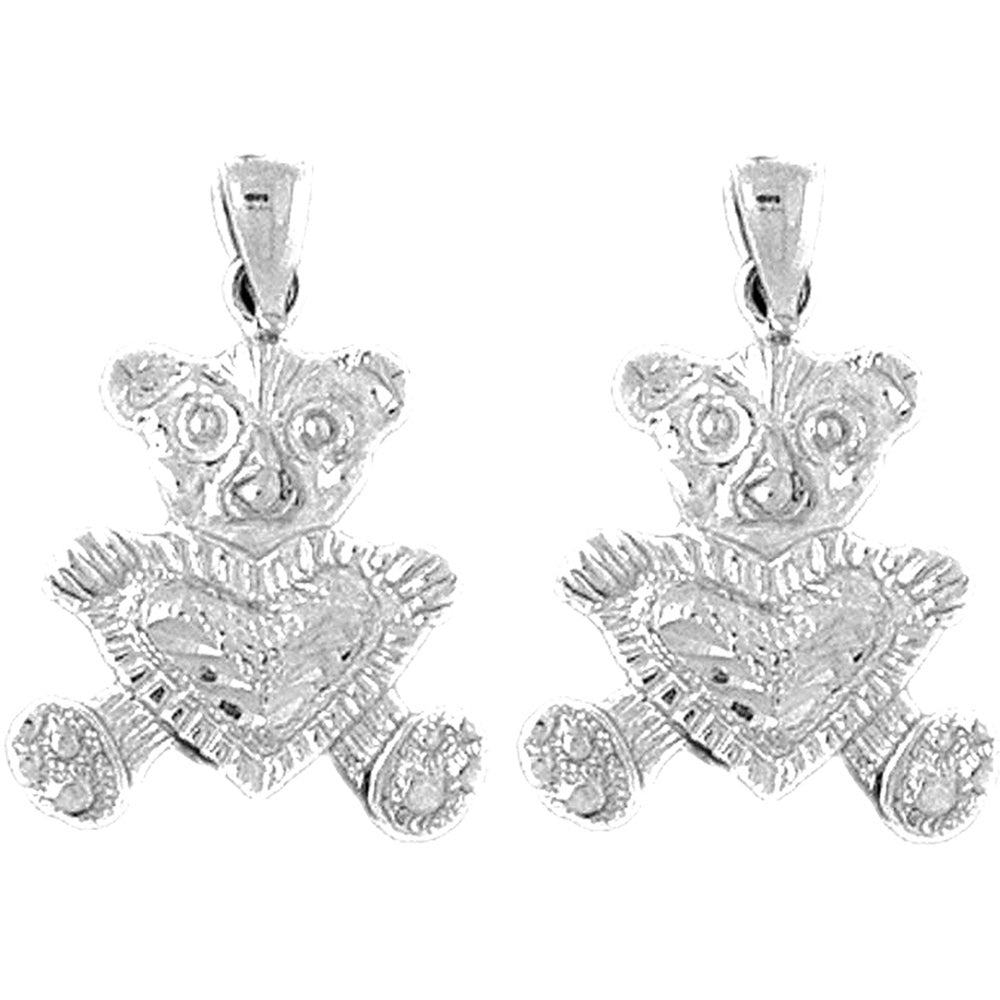 14K or 18K Gold 22mm Teddy Bear Earrings