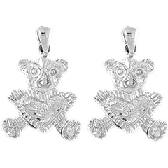 Sterling Silver 22mm Teddy Bear Earrings