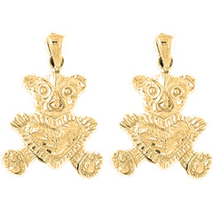 14K or 18K Gold 22mm Teddy Bear Earrings