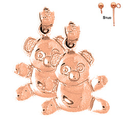 14K or 18K Gold Teddy Bear Earrings