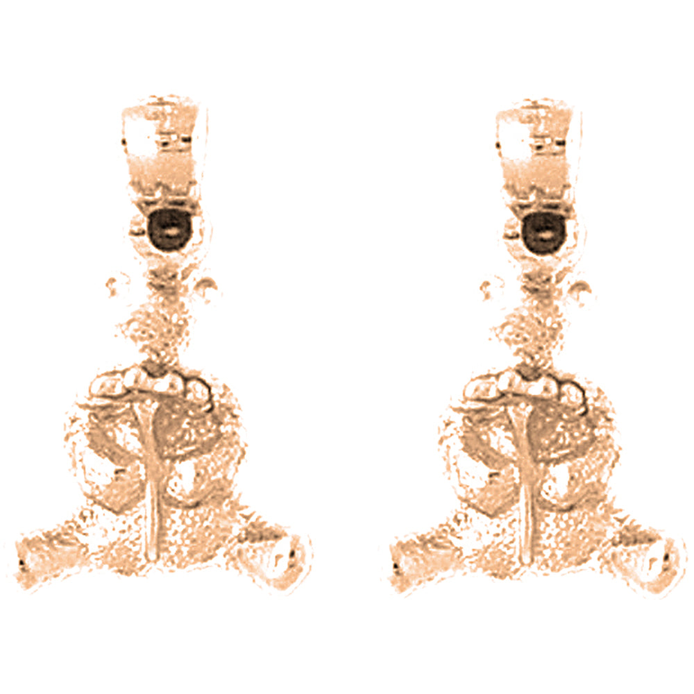 14K or 18K Gold 17mm Teddy Bear Earrings
