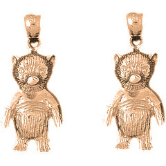 14K or 18K Gold 26mm Teddy Bear Earrings