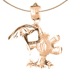 Osito de peluche con colgante de paraguas en oro de 10 quilates, 14 quilates o 18 quilates