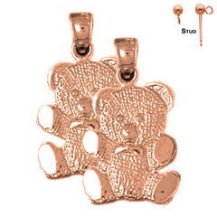 14K or 18K Gold Teddy Bear Earrings