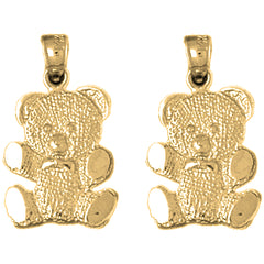 Yellow Gold-plated Silver 19mm Teddy Bear Earrings