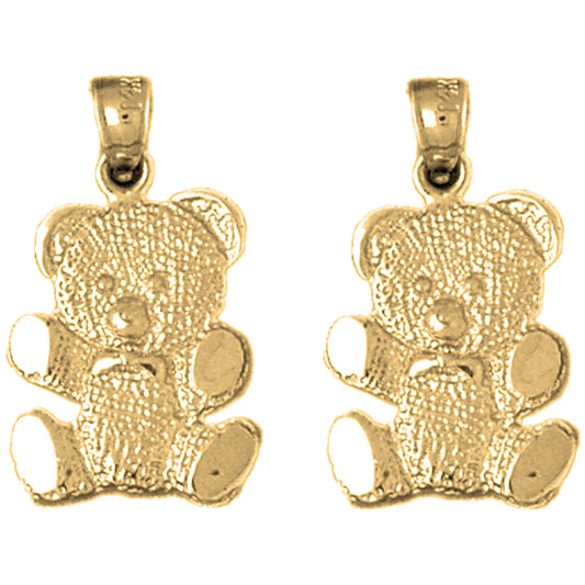 14K or 18K Gold 19mm Teddy Bear Earrings