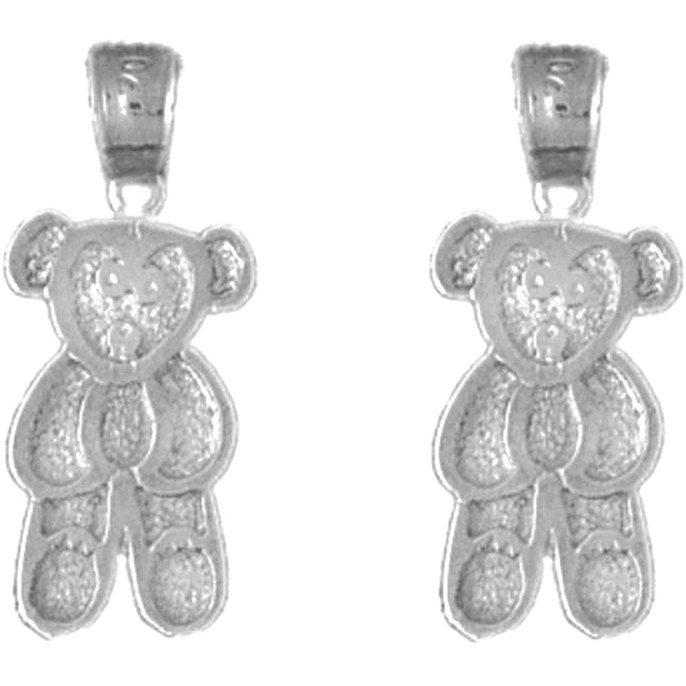 Sterling Silver 21mm Teddy Bear Earrings