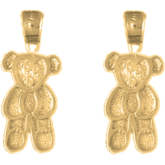 14K or 18K Gold 21mm Teddy Bear Earrings