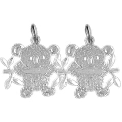 Sterling Silver 20mm Teddy Bear Earrings