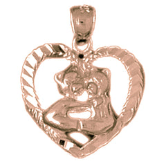 14K or 18K Gold Teddy Bear In Heart Pendant