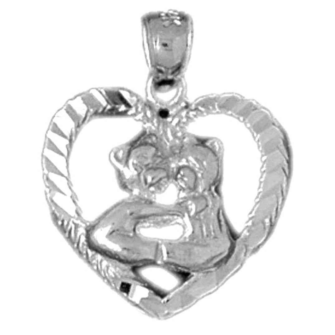 14K or 18K Gold Teddy Bear In Heart Pendant