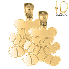 14K or 18K Gold Teddy Bear Earrings