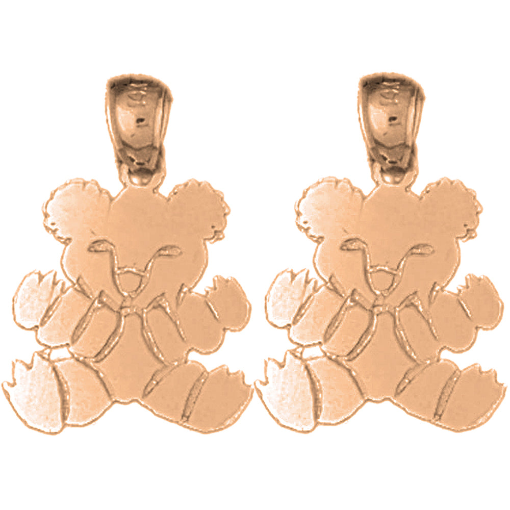 14K or 18K Gold 21mm Teddy Bear Earrings