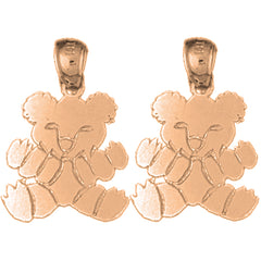 14K or 18K Gold 21mm Teddy Bear Earrings