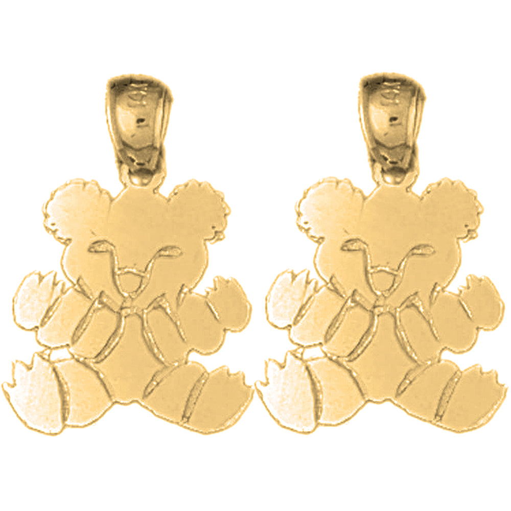 14K or 18K Gold 21mm Teddy Bear Earrings