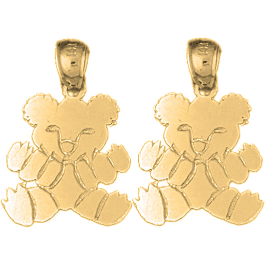 14K or 18K Gold 21mm Teddy Bear Earrings