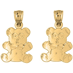 Yellow Gold-plated Silver 21mm Teddy Bear Earrings