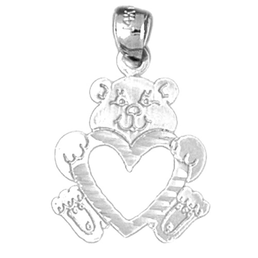 14K or 18K Gold Teddy Bear With Heart Pendant