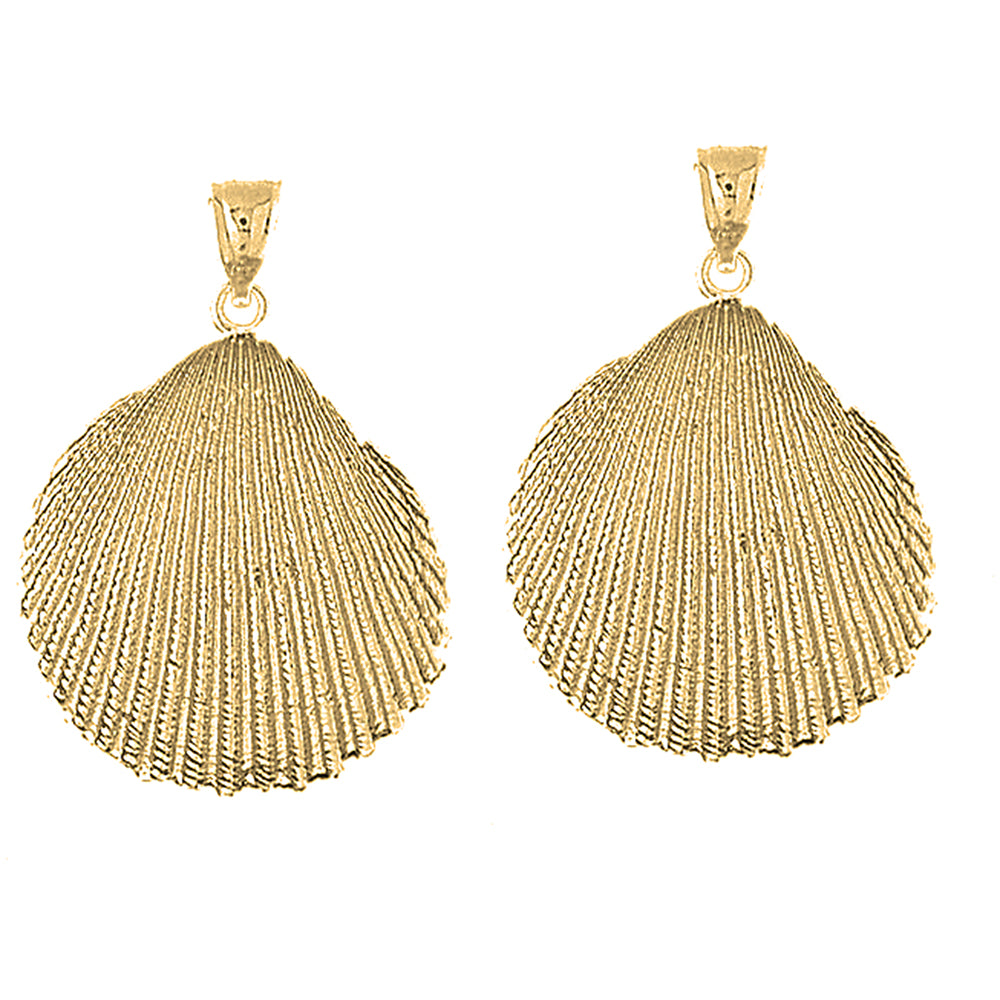 Yellow Gold-plated Silver 43mm Shell Earrings