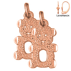 Pendientes de osito de oro de 14 quilates o 18 quilates