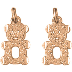 14K or 18K Gold 17mm Teddy Bear Earrings