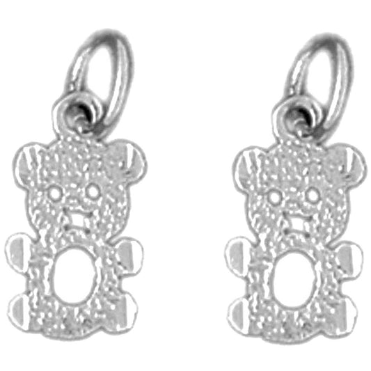 Sterling Silver 15mm Teddy Bear Earrings