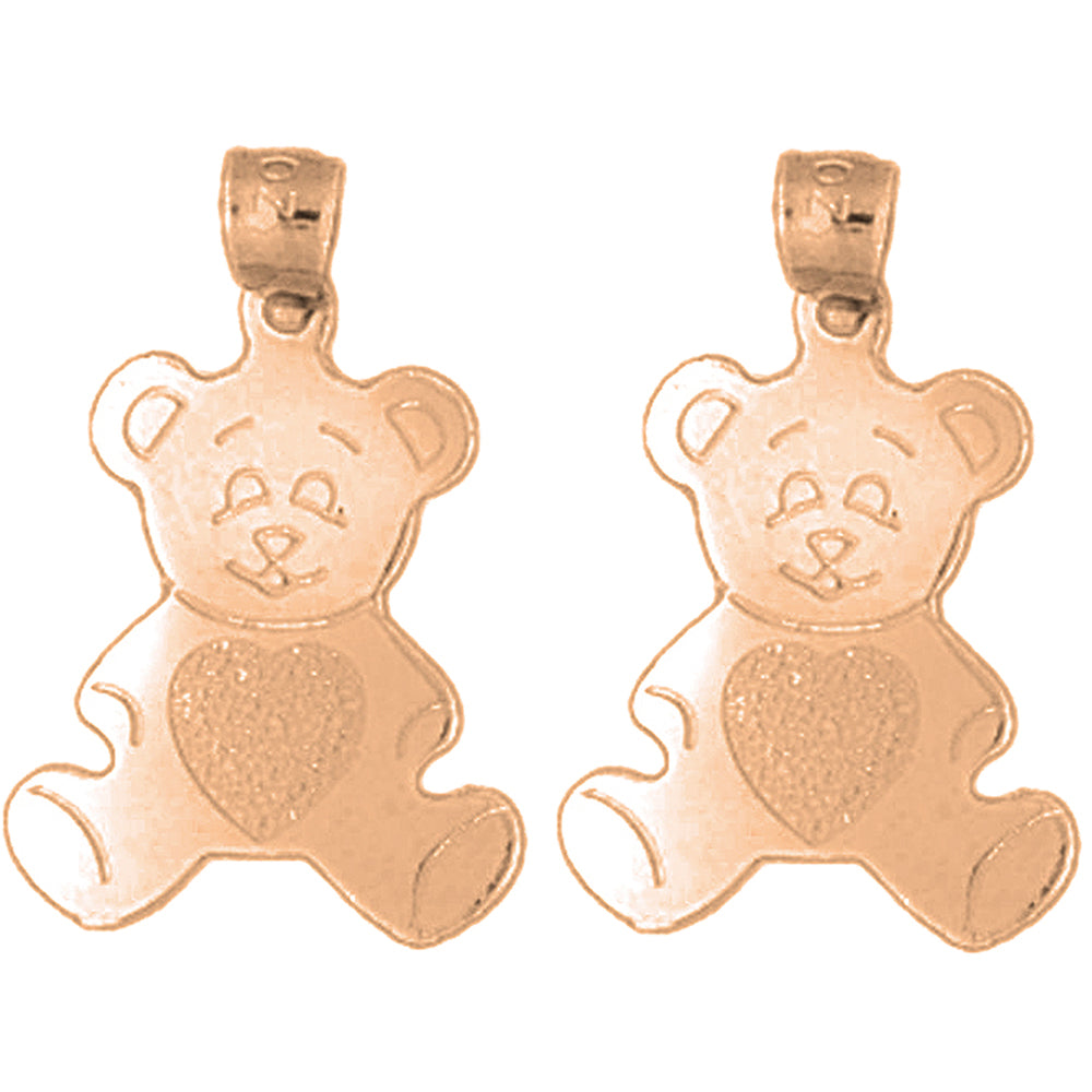 14K or 18K Gold 22mm Teddy Bear Earrings