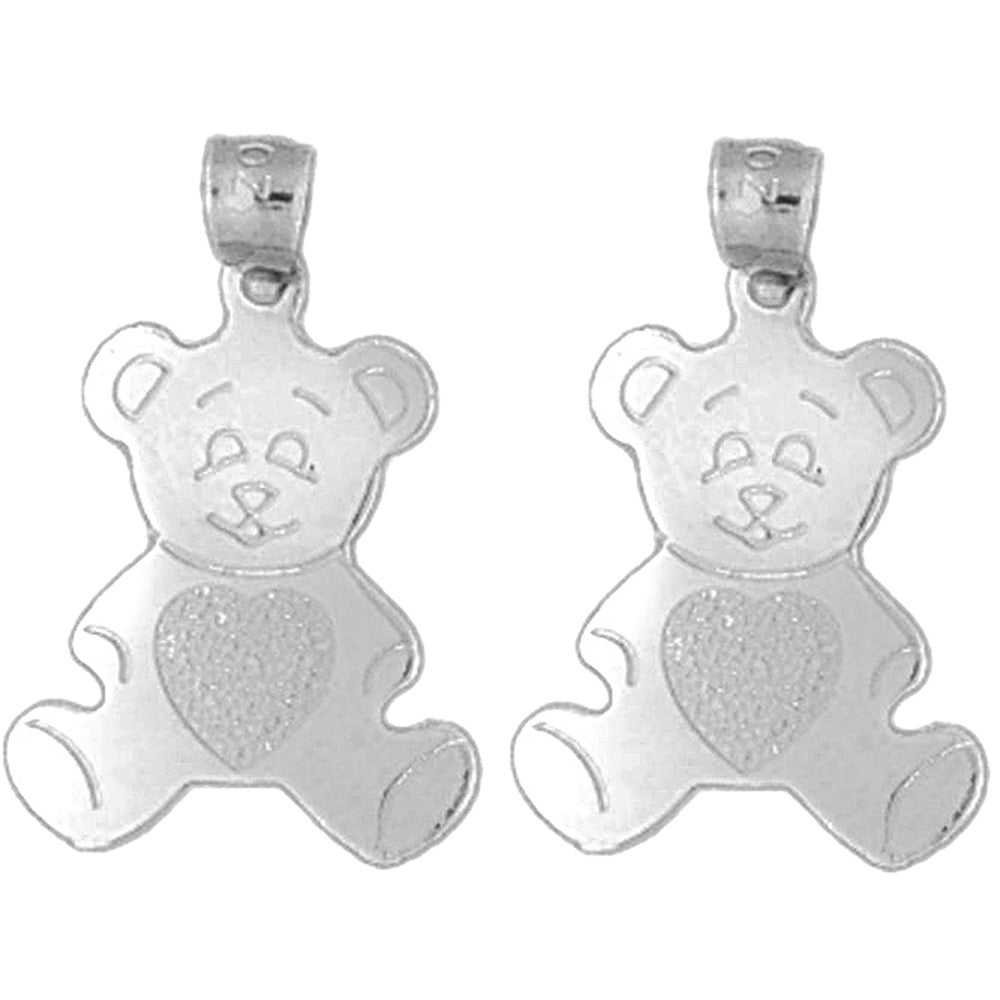 Sterling Silver 22mm Teddy Bear Earrings