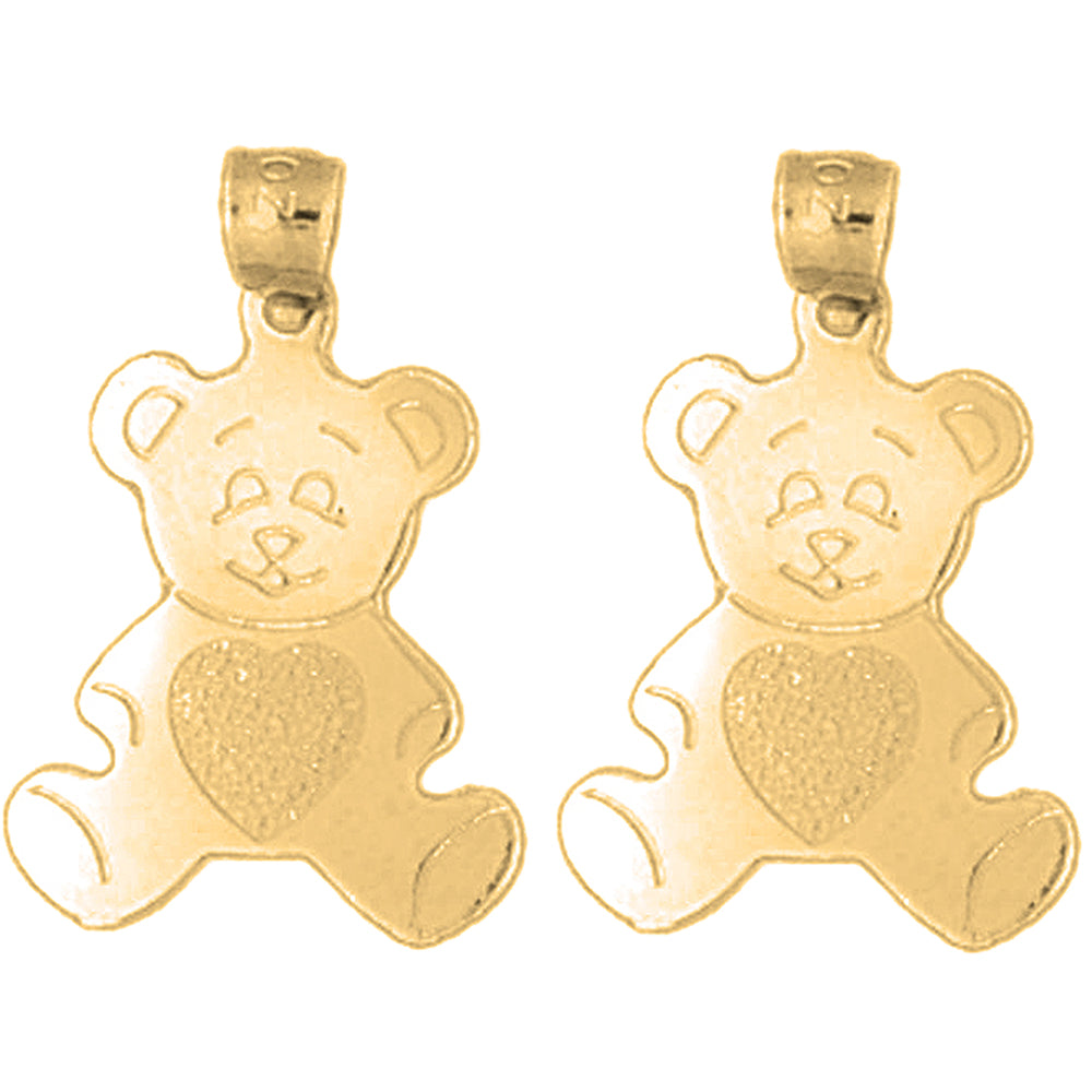 14K or 18K Gold 22mm Teddy Bear Earrings
