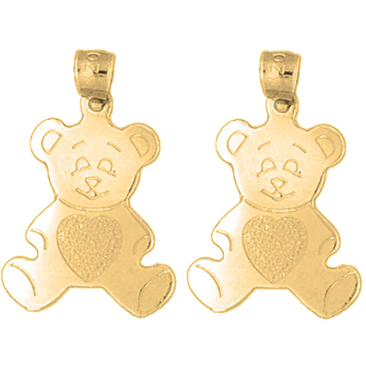 14K or 18K Gold 22mm Teddy Bear Earrings