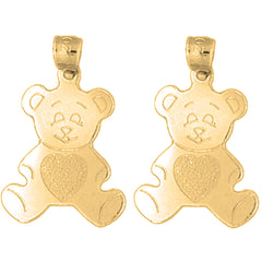 14K or 18K Gold 22mm Teddy Bear Earrings