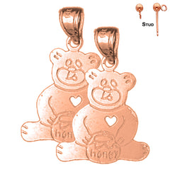 14K or 18K Gold Teddy Bear Earrings