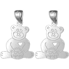 14K or 18K Gold 22mm Teddy Bear Earrings