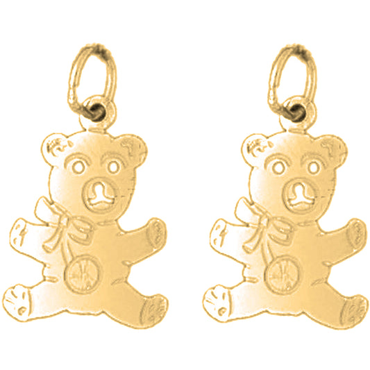 14K or 18K Gold 20mm Teddy Bear Earrings