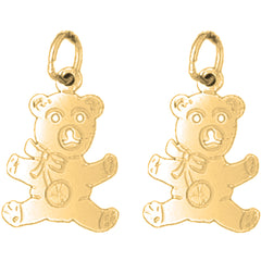 14K or 18K Gold 20mm Teddy Bear Earrings
