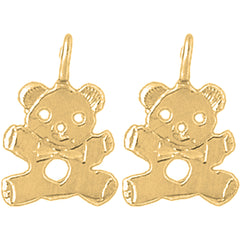 Yellow Gold-plated Silver 18mm Teddy Bear Earrings