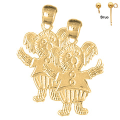 Sterling Silver 22mm Teddy Bear Earrings (White or Yellow Gold Plated)