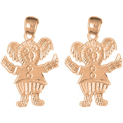 14K or 18K Gold 22mm Teddy Bear Earrings