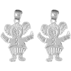 Sterling Silver 22mm Teddy Bear Earrings