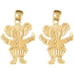 Yellow Gold-plated Silver 22mm Teddy Bear Earrings