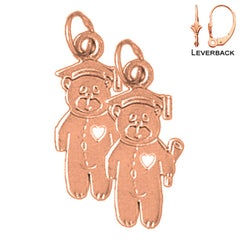 14K or 18K Gold Teddy Bear Earrings