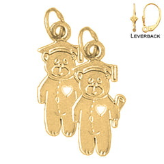 14K or 18K Gold Teddy Bear Earrings