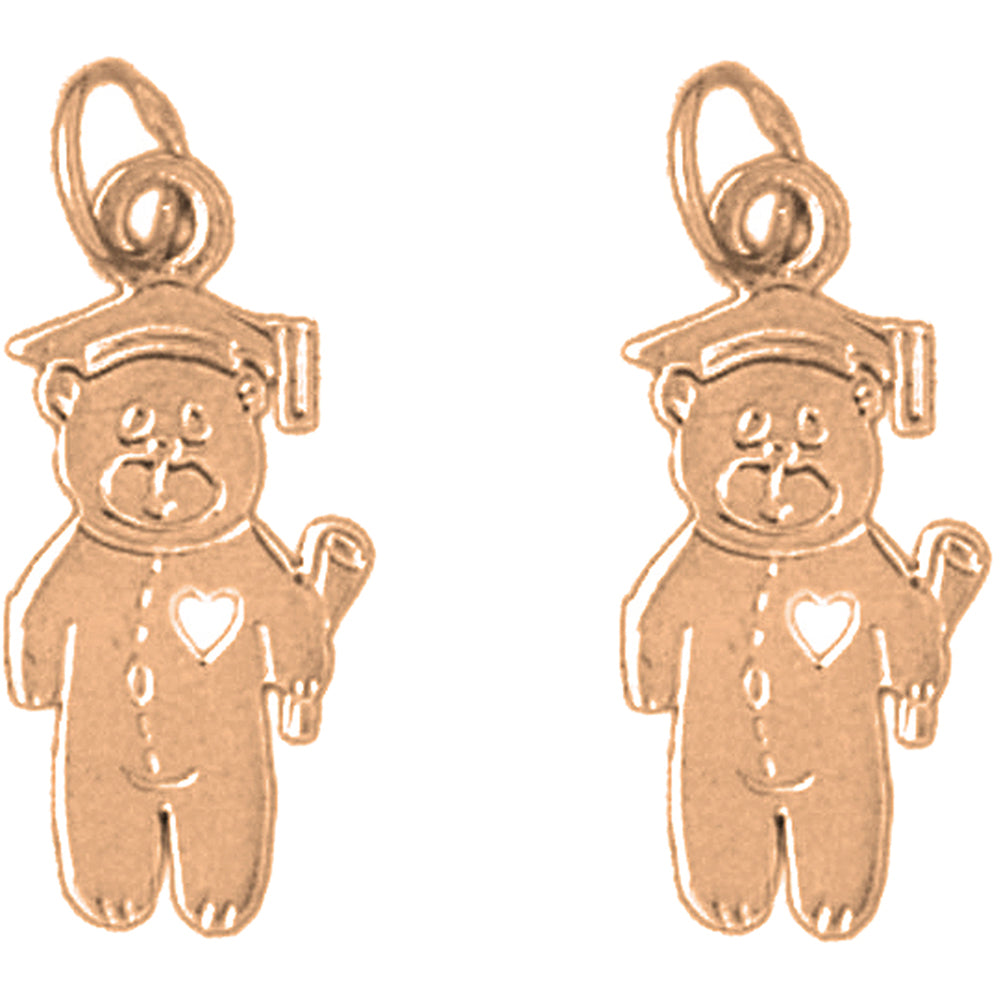 14K or 18K Gold 21mm Teddy Bear Earrings
